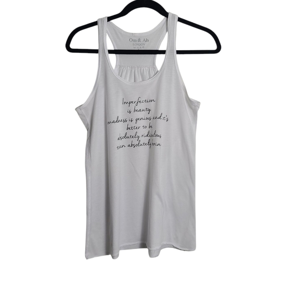 OM & AH LONDON "Better To Be Ridiculous Than Boring" White Racerback Tank Size S - Picture 1 of 13
